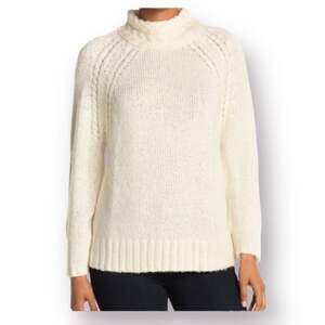 NEW CENY Cable Mock Neck Raglan Pullover Ivory Sweater Size XS New with tags